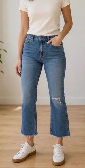 J. Crew Mid-Rise Flare Crop Jeans thumbnail 1