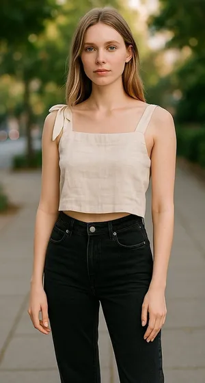 Zara White Linen Crop‎ Top Sz S thumbnail 1