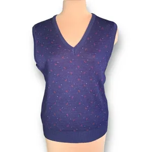 Vintage 90s Knit Sweater Vest Blue Burgundy Abstract Geometric‎ Unisex Medium thumbnail 2