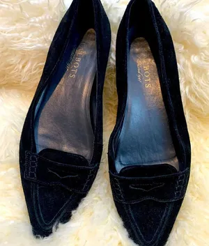 Talbots Black Suede Pointed Toe Loafer thumbnail 1