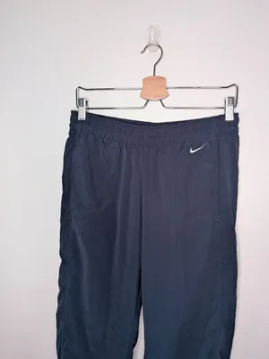 Nike Womens Navy Blue Windbreaker y2k retro Pants split seam Small track pant thumbnail 2