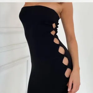 MESHKI Maisy Strapless Knit Twist Mini Dress black size small NWT thumbnail 2