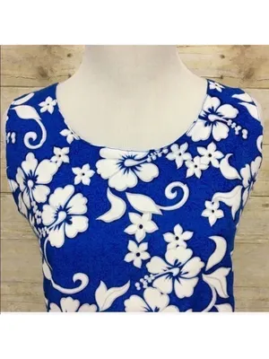 Tropical floral hibiscus print fringed rayon sleeveless dress size S thumbnail 3