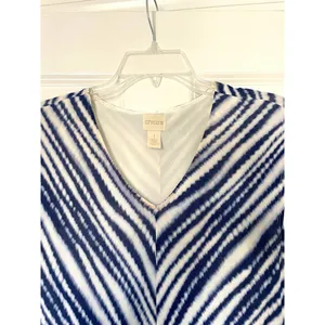Chico's Striped Slit Maxi Dress Blue White Size 1 US 8 Medium thumbnail 4