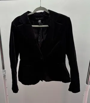 New York & Company Black Velvet Tailored Blazer thumbnail 1