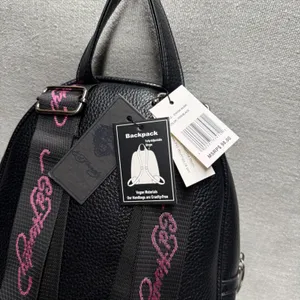Ed Hardy Mini Backpack Pink‎ Black Skull Rhinestone Y2K NWT Vegan Leather thumbnail 3