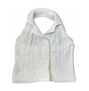 Vintage 90s White Knit Halter top 🔥 thumbnail 1