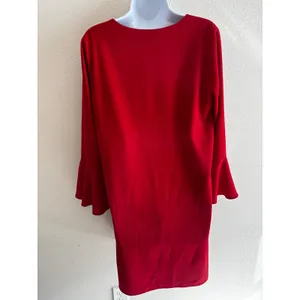 NWOT Alice +‎ Olivia Tameika Trumpet-Sleeve Crepe Mini Dress 8 Red CC707202508 thumbnail 10