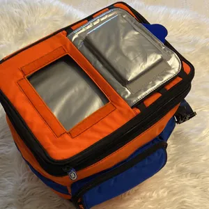 THERMOS Lunch Bag pretty big orange and Blue color BNWOT long 13” wide 12” thumbnail 9