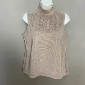 Vintage Jason Maxwell Tank Top Mock Neck Sleeveless‎ Neutral Taupe Women Medium thumbnail 9