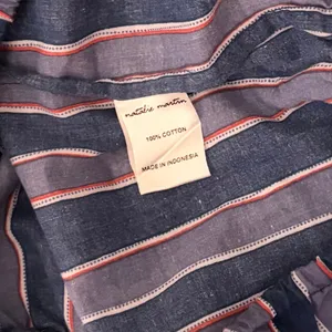NATALIE MARTIN Amelia Top Batik Stripe Navy Cotton Tassel Tie Blouse Top Small thumbnail 13