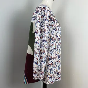 Anthropologie One September Boho Floral Abstract Mixed Media Caia Blouse Medium thumbnail 7