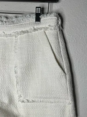 Cinq a Sept Allen Boucle High Rise Frayed Hem Shorts in Gardenia Size 6 thumbnail 6