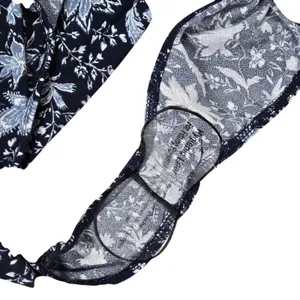 Lush Floral Off Shoulder‎ Ruffle Bodysuit XL Blueberry Cream T13052B-047 Navy thumbnail 6