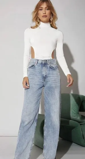 white cutout bodysuit thumbnail 2