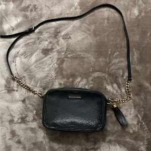Michael Kors Black Leather Crossbody with Gold Chain and Tassel thumbnail 14