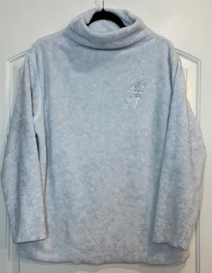 Disney Baby Blue Cowl Neck Tinkerbell Fleece Pullover M thumbnail 1