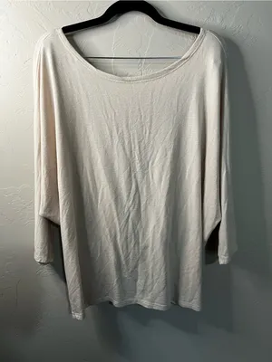 ThirdLove Slouchy Twist Back Cream Modal Oversized Soft Sweater Top XL thumbnail 3