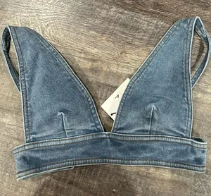 NWT LNDN Denim Bra Top Blue Size XS thumbnail 1