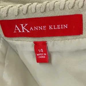 Vintage Anne Klein Suede Skirt 14 Beige Leather Whipstitch Boho Western Classic thumbnail 10