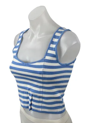 Abercrombie & Fitch Blue White Striped Sleeveless Cami Tank Crop Top Size S thumbnail 1