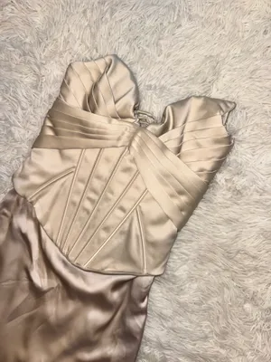 NEW HOUSE OF CB Eve Satin Strapless Corset cream Gown Sz M thumbnail 8