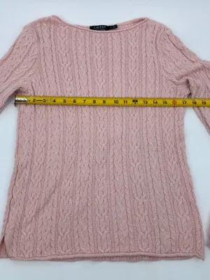 Ralph Lauren Pink Cable-Knit Crewneck Sweater thumbnail 5