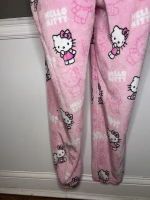 Hello Kitty One Piece Pajamas Womens XL Pink Hooded Fleece One-piece Sleepwear thumbnail 10