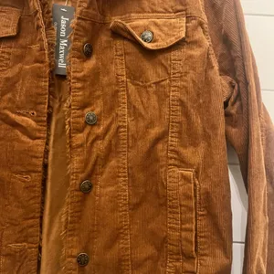 Jason Maxwell brown corduroy denim jacket fur collar‎ size M NWT thumbnail 3