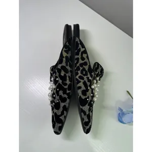White House‎ Black Market Leopard Pearl Embellished Mules Gold Black 7M thumbnail 6