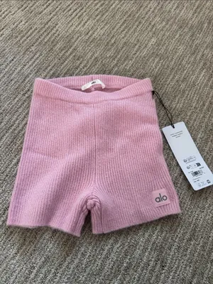 ALO Yoga Wool Cashmere Ribbed Noble Short in Pink Marshmallow thumbnail 2