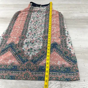 Iz Byer Flowy Lightweight Boho Floral Pink Blue Sleeveless Shift Tunic Dress thumbnail 9