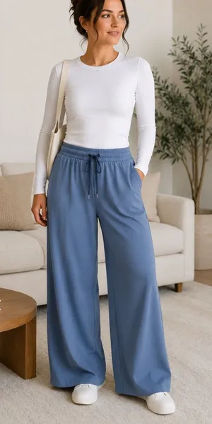 Lululemon Womens Small Wide Leg Pants Blue Luxtreme Drawstring Stretch Athletic thumbnail 1
