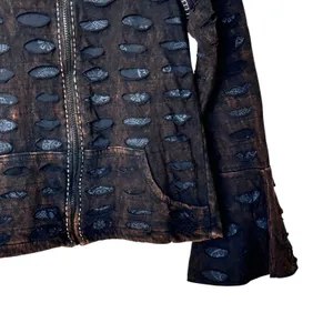 The Pyramid Collection sweatshirt M Y2K Appliqués Cutwork Zip Front whimsigoth thumbnail 8