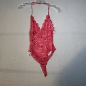 In Bloom by Jonquil Pink Lace Halter Thong Bodysuit‎ Teddy Lingerie S P thumbnail 3
