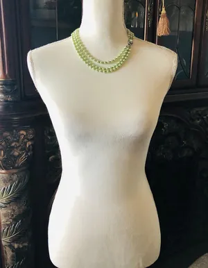 Handcrafted green Czech Pearl custom matching clasp necklace thumbnail 5