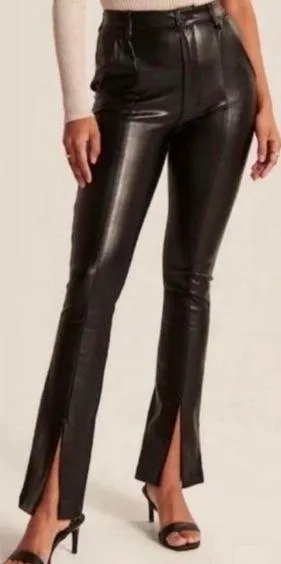 Abercrombie & Fitch Ultra High Rise Leather Pants Size 16 L Split Hem Skinny thumbnail 1