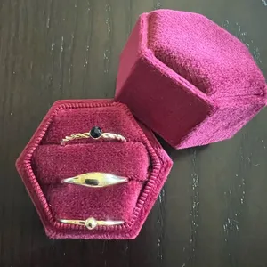 Ladies Gorgeous Golden Stackable Ring Trio Size 7 Gold thumbnail 1