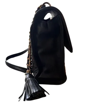 Black Tory Burch Fleming Convertible Bag Quilted Leather Crossbody or Shoulder thumbnail 7