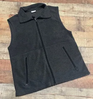 Columbia Women's Gray Fleece Base Layer Zip Pockets Full Zip Vest Sz S Outdoors thumbnail 1