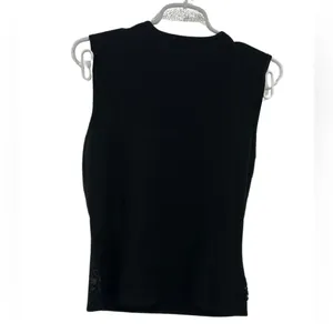 Talbots Black sleeveless silk blend sequin floral knit top S casual office thumbnail 2