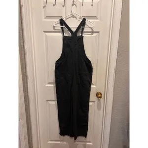 Aerie Werk & Play Twill Overalls Charcoal Gray Cotton Overalls Frayed Hem Size M thumbnail 5