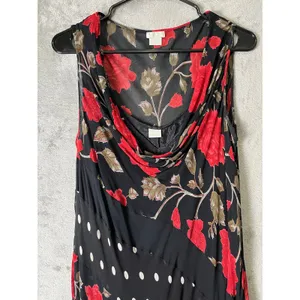 Vintage Y2K Dark Romantic Floral Polka Dot Cowl Neck Dress Fairy Grunge Large thumbnail 2