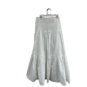 En Saison Byblos White Eyelet Tiered Midi‎ Skirt Cotton Boho Sz M NWT thumbnail 4