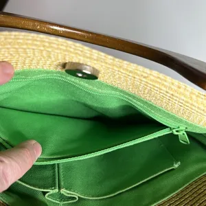 Talbots Woven Bucket Purse w/ Wooden Handles thumbnail 9