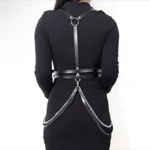 Harness Double Belt Suspenders Chain New Black thumbnail 5