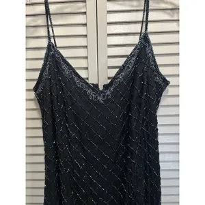 Stenay Black Silk Full Bead Gown & Jacket Sz 14 Adj Straps Lined Sparkle Formal thumbnail 10