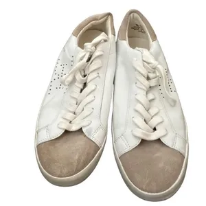 Sam Edelman Aubrie Sneakers Low Top Leather Suede‎ Cap Toe White Tan Size 7 thumbnail 2