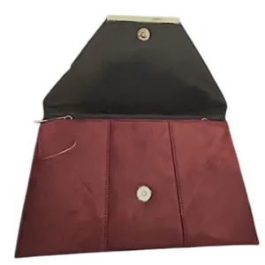 NWT‎ JNB Studio Burgundy Faux Suede Envelope Clutch Chain Shoulder Bag Modern thumbnail 8