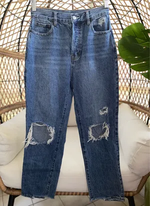 Pacsun Blue Distressed High Waisted Straight Leg Jeans Size 26 thumbnail 4